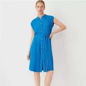 Ann Taylor Santorini Pleated Belted Dress